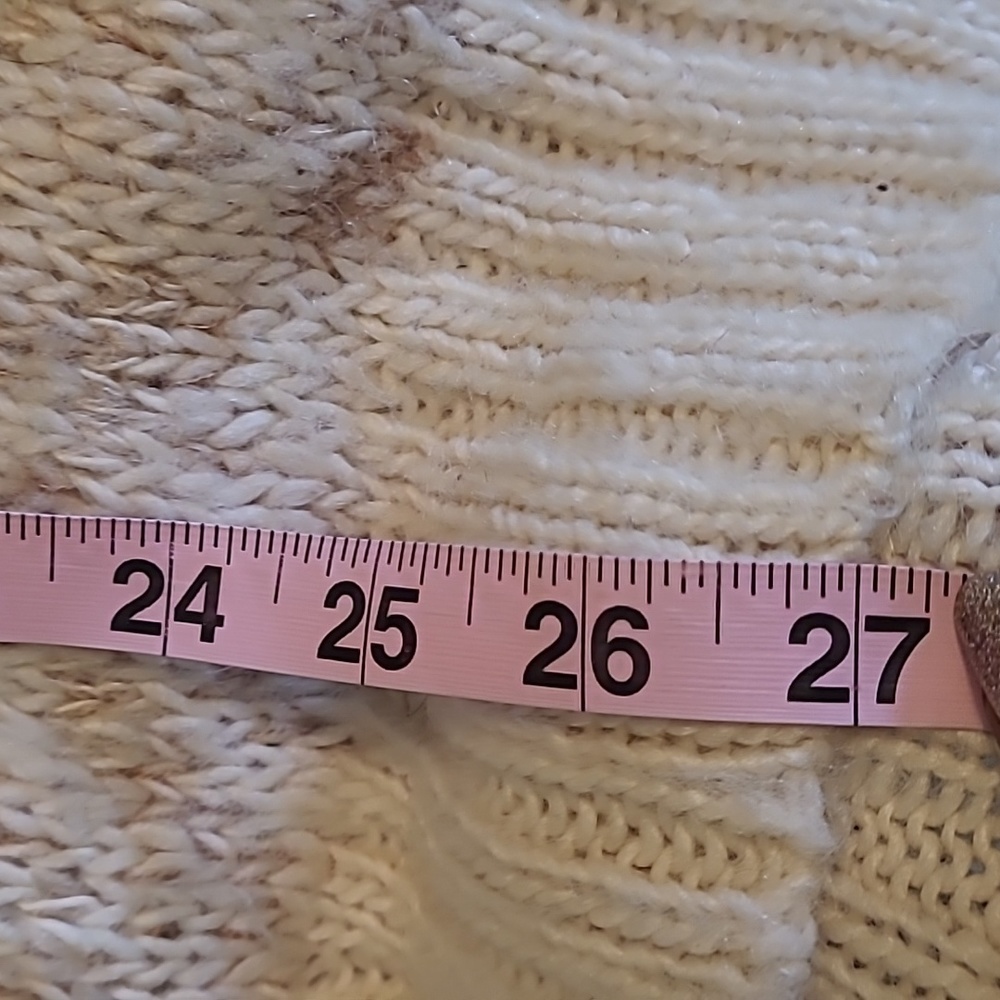 Free People cream  fuzzy Cowl Neck Sweater. Short sleeves. - Picture 4 of 5